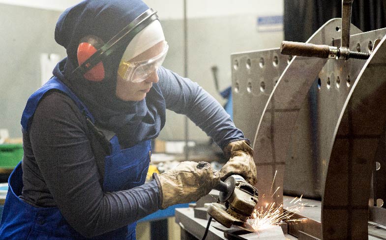 A young person at work