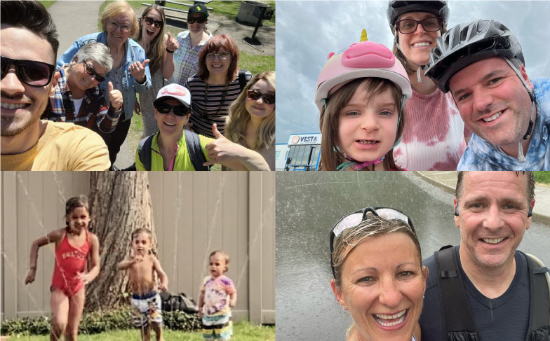 Photo collage of people, families, kids getting active as part of Move for Youth