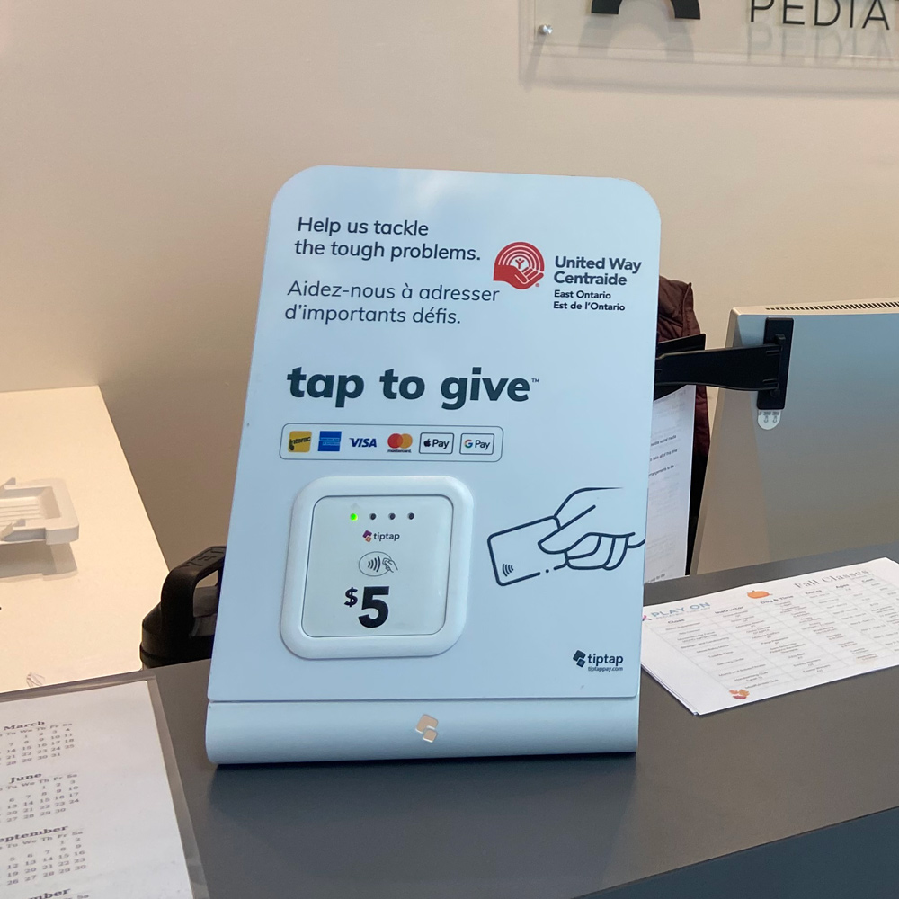 A photo of a Tip Tap touchless payment device.