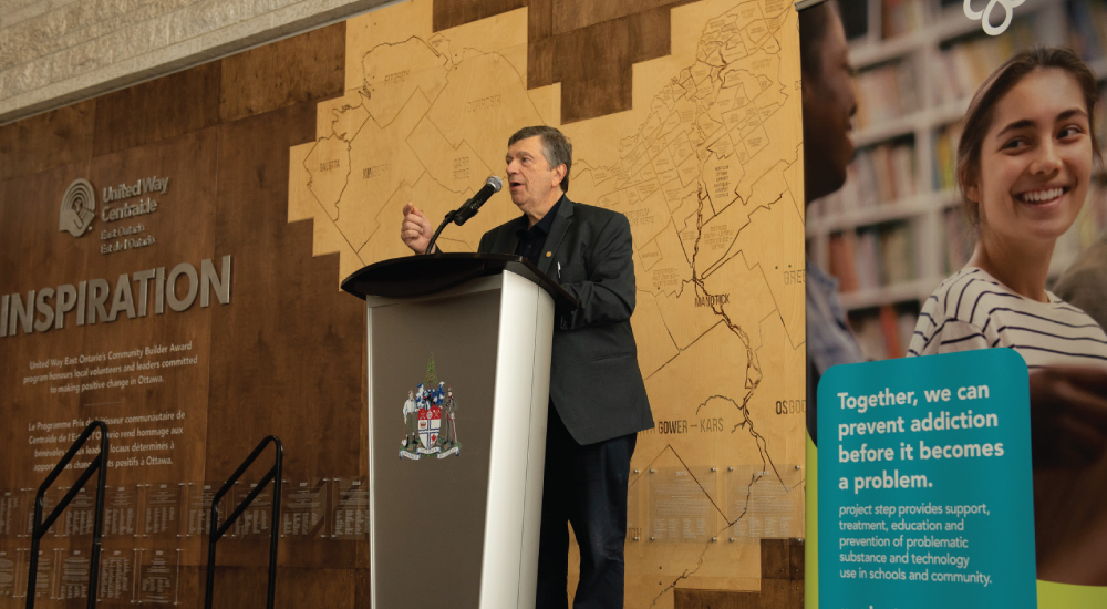 A photo of someone giving a speech.