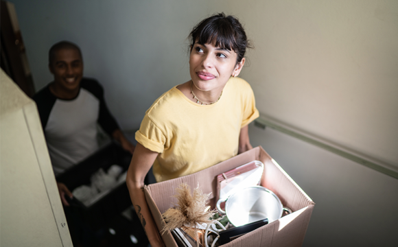A photo of someone moving into their new apartment.