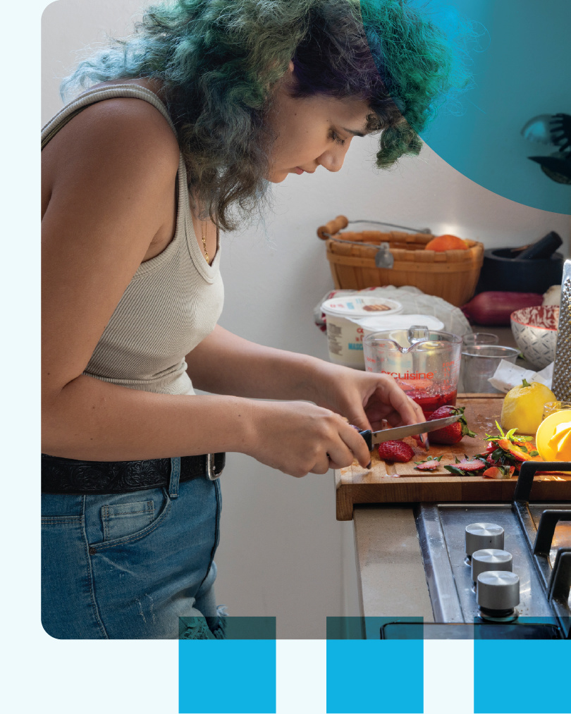 A photo of someone making a meal in the kitchen.